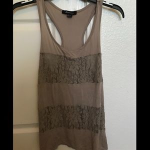 Women’s tan tank top with lace